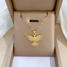 Colar Semijoia Divino Espírito Santo Banhado Ouro Cravejadas Cor Dourado Foto mini 4