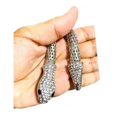 Colar Serpente E Pulseira Cobra Prateado Com Strass Lindo Foto mini  3