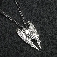Colar Supernatural Castiel Pentagrama Asas Anjo Sal Grosso Cor Sobrenatural Castiel Casaco Sobretudo Foto mini 3