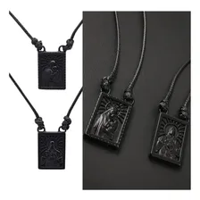 Colar Terço Escapulário Masculino Jesus Nossa Senhora Preto Foto mini 1