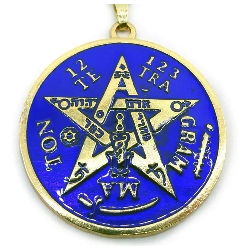 Colar Tetragramaton Pentagrama Esotérico Dourado 4cm Foto 1