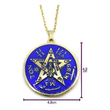 Colar Tetragramaton Pentagrama Esotérico Dourado 4cm Foto mini  3