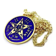 Colar Tetragramaton Pentagrama Esotérico Dourado 4cm Foto mini  2