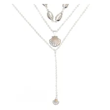 Colar Triplo Choker Búzio Pingente Concha Folheado Prata. Cor Prateado Foto mini  2
