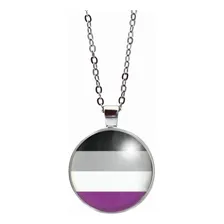 Colar Unissex Bandeira Do Orgulho Assexual Cor Prateado Foto mini 1