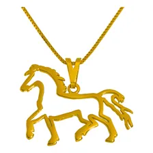 Colar Veneziana 45cm Com Pingente Cavalo Ouro 18k Foto mini  2