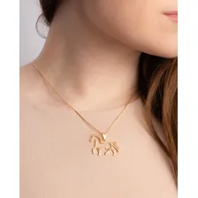 Colar Veneziana 45cm Com Pingente Cavalo Ouro 18k Foto mini  3