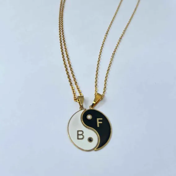 Colar Yin Yang Folheado A Ouro Foto 1