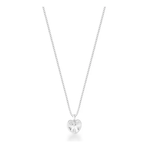 Colar Zirconia Ponto De Luz Coração Prata 925 Cor Prateado Foto 1