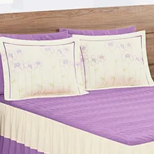 Colcha Barbara Casal Queen 3 Peças Texfine Premium Bordado Lilás/palha Foto mini 2