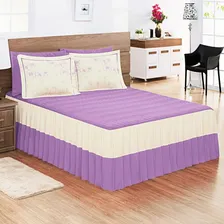 Colcha Barbara Casal Queen 3 Peças Texfine Premium Bordado Lilás/palha Foto mini 1