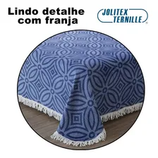 Colcha Casal Chenille Jolitex Canelada Com Franja Isadora Cor Azul Foto mini  3