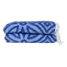 Colcha Casal Chenille Jolitex Canelada Com Franja Isadora Cor Azul Foto mini 4