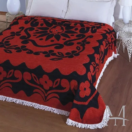 Colcha Chenille Jolitex Casal Fl贸rida 2,20x2,40m Vermelha Foto 1