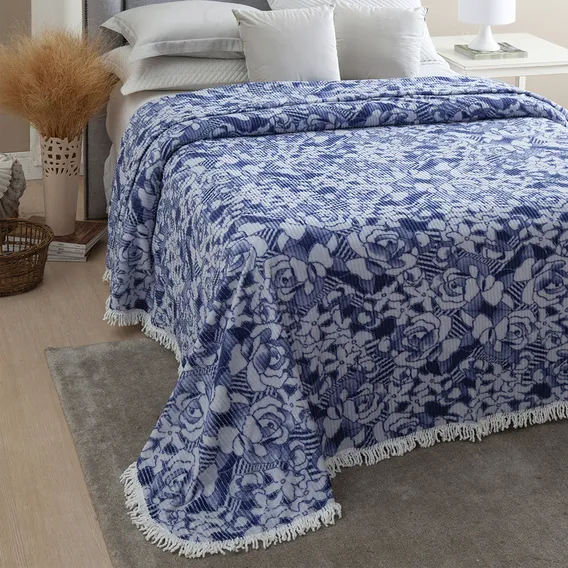 Colcha Chenille Jolitex Valentina Azul Casal 2,20x2,40m Foto 1