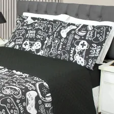 Colcha Cobre Leito Cama Colchão Queen Gamer Jogos 3pç Cor Colcha Cobre Leito Queen Preto Foto mini 3