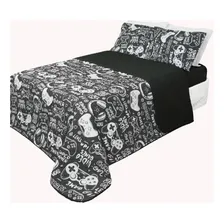 Colcha Cobre Leito Cama Colchão Queen Gamer Jogos 3pç Cor Colcha Cobre Leito Queen Preto Foto mini 1