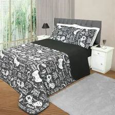 Colcha Cobre Leito Cama Colchão Queen Gamer Jogos 3pç Cor Colcha Cobre Leito Queen Preto Foto mini 2