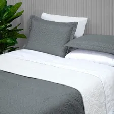 Colcha Cobre Leito Dupla Face Cama Queen Matelado Elegante Cor Cobre Leito Queen Cinza Foto mini  3