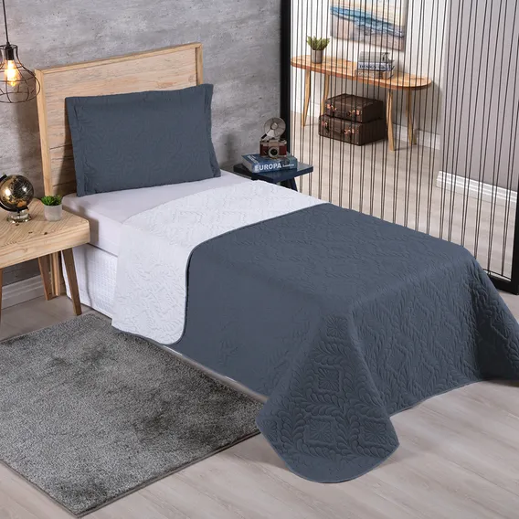 Colcha Cobre Leito Dupla Face Cama Solteiro Matelado Elegant Cor Cobre Leito Solteiro Azul Foto 1