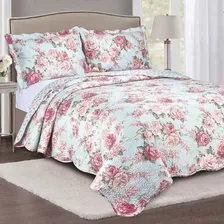 Colcha De Casal Cobre Leito Cocha De Cama Matelado 3 Peças Cor Colcha Dupla Face Peônia Colcha Cobre Leito Estampado Foto mini 3