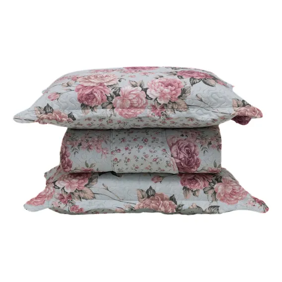 Colcha De Casal Cobre Leito Cocha De Cama Matelado 3 Peças Cor Colcha Dupla Face Peônia Colcha Cobre Leito Estampado Foto 1