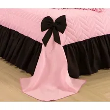 Colcha E Cortina Infantil Para Menina Meg 04 Peças Cor Rosa Liso Foto mini 3