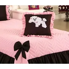 Colcha E Cortina Infantil Para Menina Meg 04 Peças Cor Rosa Liso Foto mini 2