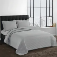 Colcha Pompom Queen Cinza 240x260 Camesa Foto mini  2