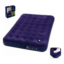 Colchão Inflável Casal Mor + Inflador Embutido + Kit Reparo Cor Azul Foto mini 1