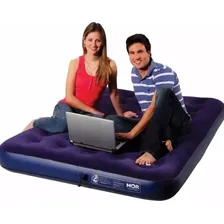 Colchão Inflável Casal Mor + Inflador Embutido + Kit Reparo Cor Azul Foto mini 2