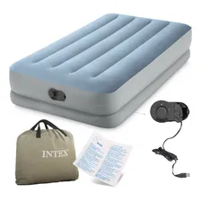 Colchão Inflável Solteiro C/ Bomba Embutida - Intex 64157 Cor Azul Foto mini 4