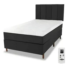 Colchão Magnético Solteiro 0,88x1,88 Massageador Energia Bio Quântica Infra Vermelho Anti Germes + Cama Box + Cabeceira Cor Preto Foto  mini 1