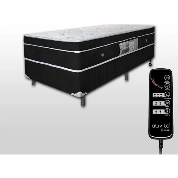 Colchão Magnético Solteiro D33 Ortopédico Massagem+baú+cabec Cor Preto Foto 1