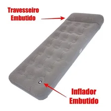Colchão Inflável Solteiro Com Bomba Embutida Coleman Camping Foto mini 3