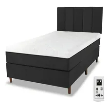 Colchão Magnético Solteiro 0,88x1,88 Massageador Energia Bio Quântica Infra Vermelho Anti Germes + Cama Box + Cabeceira Cor Preto Foto  mini 1