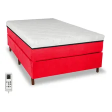 Colchão Magnético Solteiro Massageador Quântica + Cama Box Cor Vermelho Foto  mini 1