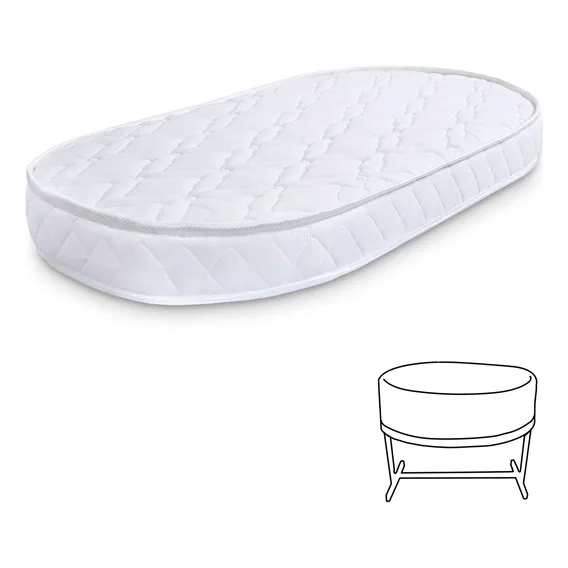ColchĂŁo Oval MoisĂ©s Oval Berço Infantil BebĂȘ 138x68x10cm BF ColchĂ”es Foto 1