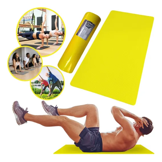 Colchonete Eva Tapete Yoga Academia Fitness Exercícios 10mm Cor Amarelo Foto 1