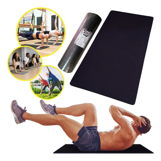 Colchonete Eva Tapete Yoga Academia Fitness Exercícios 10mm Cor Preto Foto 1