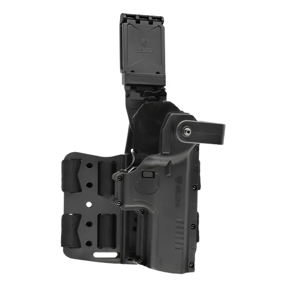Coldre Glock G17 G19 G22 G23 Tático Ostensivo Perna / Destro Cor Preto Foto 1