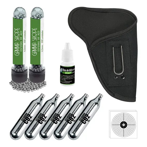 Coldre Neopreme + 1000 Esferas Aço 4.5mm + 5 Co2 + Silicone Foto 1