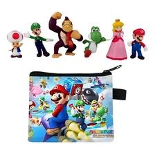 Coleção 6 Bonecos Miniaturas Super Mario + Bolsa Foto mini 3