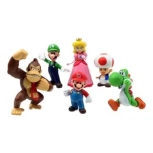 Coleção 6 Bonecos Miniaturas Super Mario + Bolsa Foto mini 2