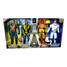 Coleção Conjunto 4 Bonecos Articulados Profissões Com Acessórios - Boneco Menino Estilo Max Steel Profissão - Members Mark : Explorador Da Natureza + Piloto De Avião Caça + Bombeiro + Astronauta Foto mini 1