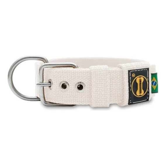 Coleira Cachorro Grande Pitbull Rottweiler Bulldogue - Fit Cor Branco Tamanho da coleira G Foto 1