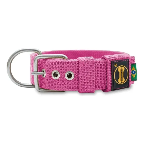 Coleira Cachorro Grande Pitbull Rottweiler Bulldogue - Fit Cor Rosa Tamanho da coleira G Foto 1