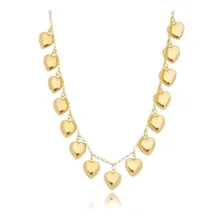 Coleira Choker De Corações Folheado Em Ouro 18k Cor Dourado Foto  mini 1