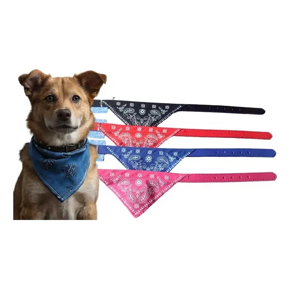 Coleira Para Cachorro, Bandana Pet, Kit Com 2 Cores M Cor Preto/azul Coleira Bandana Foto 1