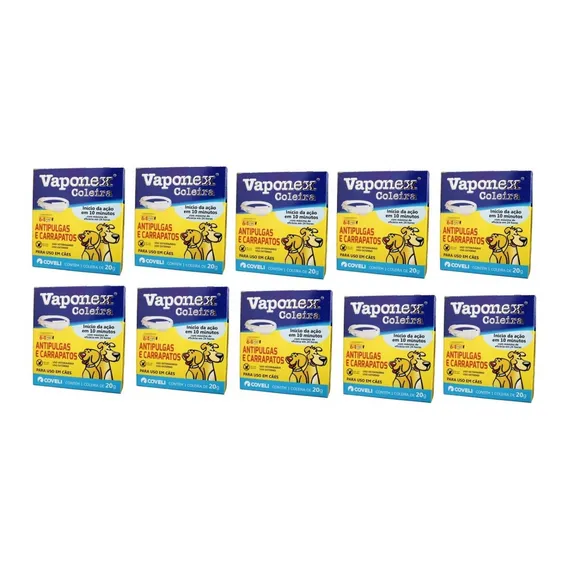 Coleira Vaponex Cães Antipulgas E Carrapatos -kit Com 10 Foto 1